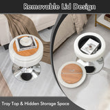 NNECW 360 Swivel Adjustable Stool with PU Leather Seat-White