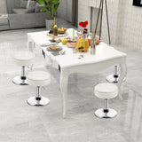 NNECW 360 Swivel Adjustable Stool with PU Leather Seat-White