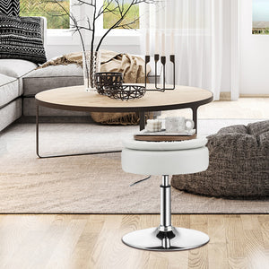 NNECW 360 Swivel Adjustable Stool with PU Leather Seat-White