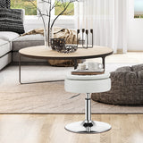 NNECW 360 Swivel Adjustable Stool with PU Leather Seat-White