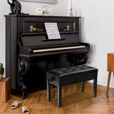 NNECW Height-adjustable Piano Bench with Double Seat for 2 People
