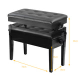 NNECW Height-adjustable Piano Bench with Double Seat for 2 People