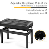 NNECW Height-adjustable Piano Bench with Double Seat for 2 People