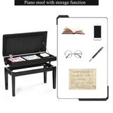 NNECW Height-adjustable Piano Bench with Double Seat for 2 People