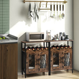 NNECW Wine Bar Cabinet with Removable Wine Rack & Glass Holder for Kitchen