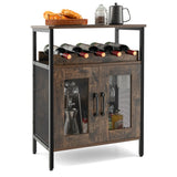 NNECW Wine Bar Cabinet with Removable Wine Rack & Glass Holder for Kitchen