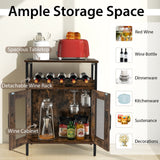 NNECW Wine Bar Cabinet with Removable Wine Rack & Glass Holder for Kitchen