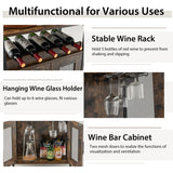 NNECW Wine Bar Cabinet with Removable Wine Rack & Glass Holder for Kitchen