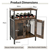 NNECW Wine Bar Cabinet with Removable Wine Rack & Glass Holder for Kitchen