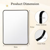 NNECW Rectangular Mirror with Aluminum Alloy Frame for Bathroom-Black