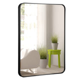 NNECW Rectangular Mirror with Aluminum Alloy Frame for Bathroom-Black