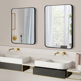 NNECW Rectangular Mirror with Aluminum Alloy Frame for Bathroom-Black
