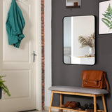NNECW Rectangular Mirror with Aluminum Alloy Frame for Bathroom-Black
