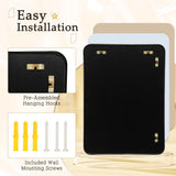NNECW Rectangular Mirror with Aluminum Alloy Frame for Bathroom-Black