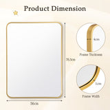 NNECW Rectangular Mirror with Aluminum Alloy Frame for Bathroom-Golden