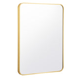 NNECW Rectangular Mirror with Aluminum Alloy Frame for Bathroom-Golden