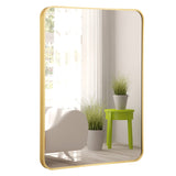 NNECW Rectangular Mirror with Aluminum Alloy Frame for Bathroom-Golden