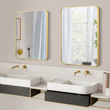 NNECW Rectangular Mirror with Aluminum Alloy Frame for Bathroom-Golden