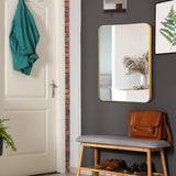 NNECW Rectangular Mirror with Aluminum Alloy Frame for Bathroom-Golden