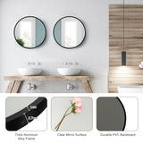 NNECW 40cm Round Wall Mirror with Metal Frame for Makeup-Black