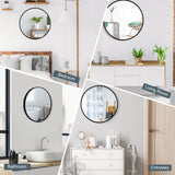 NNECW 40cm Round Wall Mirror with Metal Frame for Makeup-Black