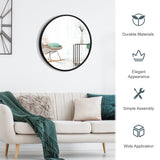 NNECW 40cm Round Wall Mirror with Metal Frame for Makeup-Black