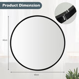 NNECW 40cm Round Wall Mirror with Metal Frame for Makeup-Black