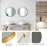 NNECW 40cm Round Wall Mirror with Metal Frame for Makeup-Golden