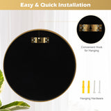 NNECW 40cm Round Wall Mirror with Metal Frame for Makeup-Golden