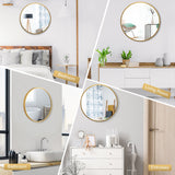 NNECW 40cm Round Wall Mirror with Metal Frame for Makeup-Golden