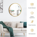 NNECW 40cm Round Wall Mirror with Metal Frame for Makeup-Golden