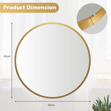 NNECW 40cm Round Wall Mirror with Metal Frame for Makeup-Golden