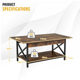 NNECW 2-Tier Coffee Table with Storage for Living Room-Coffee