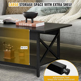 NNECW 2-Tier Coffee Table with Storage for Living Room-Black