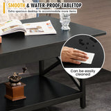 NNECW 2-Tier Coffee Table with Storage for Living Room-Black