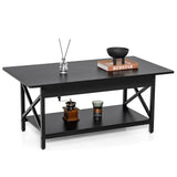 NNECW 2-Tier Coffee Table with Storage for Living Room-Black