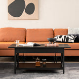 NNECW 2-Tier Coffee Table with Storage for Living Room-Black