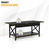 NNECW 2-Tier Coffee Table with Storage for Living Room-Black