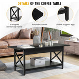 NNECW 2-Tier Coffee Table with Storage for Living Room-Black