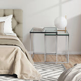 NNECW  Set of 2 Nesting Glass Coffee Table with Tempered Glass Top for Living Room
