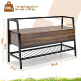 NNECW Industrial Shoe Bench with Hidden Storage Space for Hallway