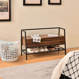 NNECW Industrial Shoe Bench with Hidden Storage Space for Hallway