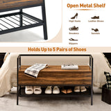 NNECW Industrial Shoe Bench with Hidden Storage Space for Hallway