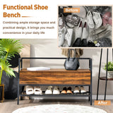 NNECW Industrial Shoe Bench with Hidden Storage Space for Hallway