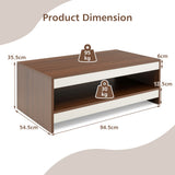 NNECW Wood 2-Tier Rectangular Coffee Table for Living Room