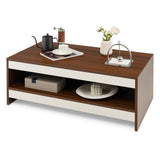 NNECW Wood 2-Tier Rectangular Coffee Table for Living Room