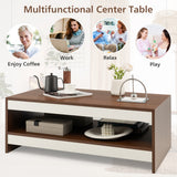 NNECW Wood 2-Tier Rectangular Coffee Table for Living Room
