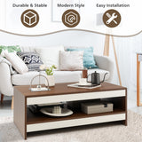 NNECW Wood 2-Tier Rectangular Coffee Table for Living Room
