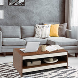 NNECW Wood 2-Tier Rectangular Coffee Table for Living Room