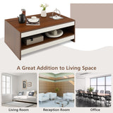 NNECW Wood 2-Tier Rectangular Coffee Table for Living Room